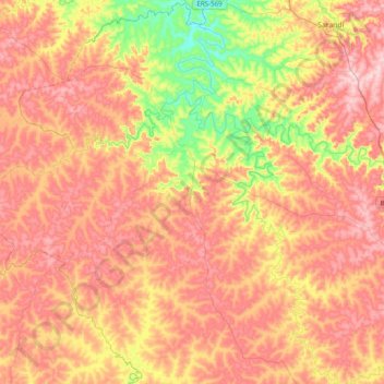 Mapa topográfico Chapada, altitude, relevo