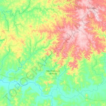 Mapa topográfico São Francisco de Assis, altitude, relevo