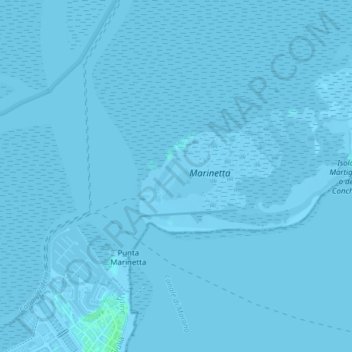 Mapa topográfico Isola di Martignano o delle Conchiglie, altitude, relevo