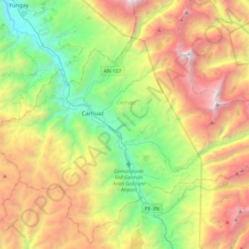 Mapa topográfico Marcará, altitude, relevo