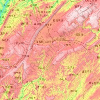 Mapa topográfico Lichuan City, altitude, relevo