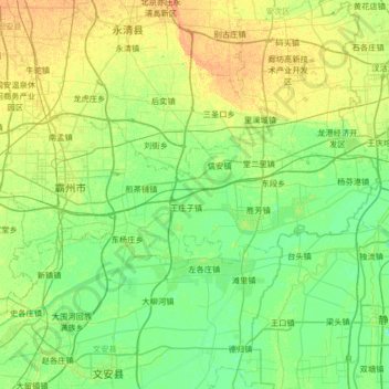 Mapa topográfico Bazhou City, altitude, relevo