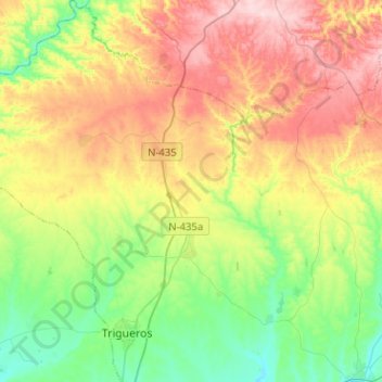 Mapa topográfico Beas, altitude, relevo