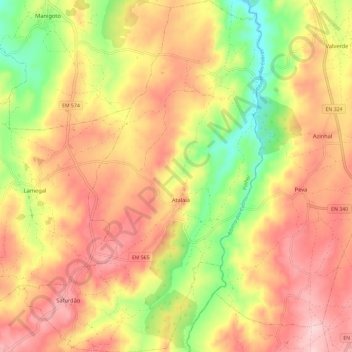 Mapa topográfico Atalaia e Safurdão, altitude, relevo