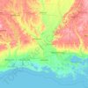 Mapa topográfico Luisiana, altitude, relevo