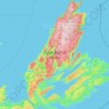 Mapa topográfico Cape Breton Island, altitude, relevo