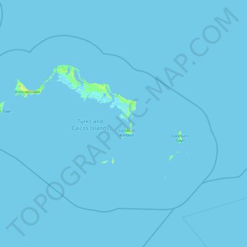 Mapa topográfico Turks and Caicos Islands, altitude, relevo
