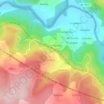 Mapa topográfico Cira, altitude, relevo