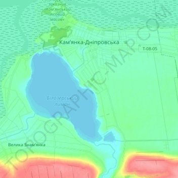 Mapa topográfico Каменка-Днепровская, altitude, relevo