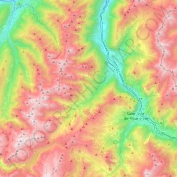 Mapa topográfico 73130, altitude, relevo