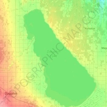 Mapa topográfico Dauphin Lake, altitude, relevo