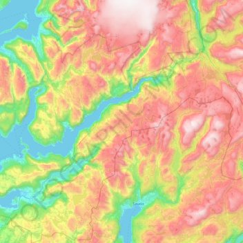 Mapa topográfico Etne, altitude, relevo