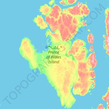 Mapa topográfico Île du Prince-de-Galles, altitude, relevo