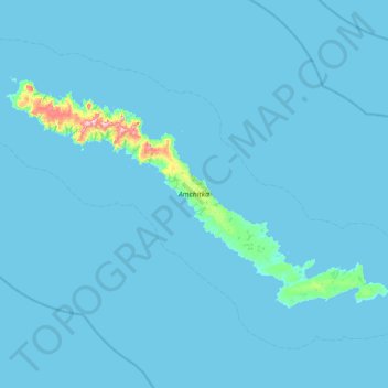 Mapa topográfico Amchitka Island, altitude, relevo
