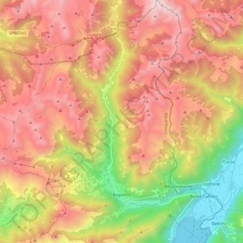 Mapa topográfico Bagolino, altitude, relevo