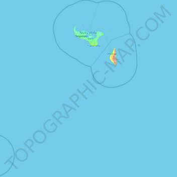 Mapa topográfico Tongatapu, altitude, relevo