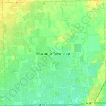 Mapa topográfico Macomb Township, altitude, relevo