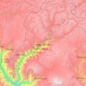 Mapa topográfico La Unión, altitude, relevo