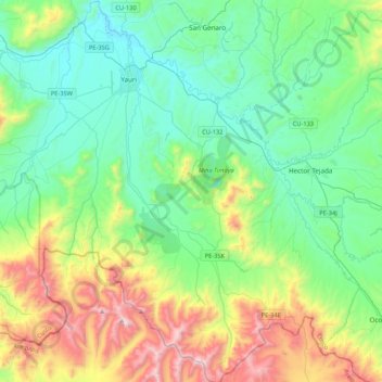 Mapa topográfico Espinar, altitude, relevo