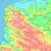 Mapa topográfico Paso de Calais, altitude, relevo