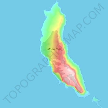 Mapa topográfico Moho Tani, altitude, relevo