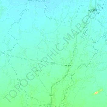 Mapa topográfico Tarapur, altitude, relevo