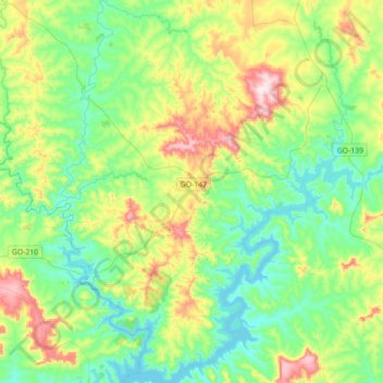Mapa topográfico Água Limpa, altitude, relevo