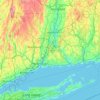 Mapa topográfico Connecticut, altitude, relevo