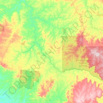 Mapa topográfico Chupinguaia, altitude, relevo