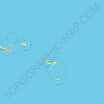 Mapa topográfico Açores, altitude, relevo