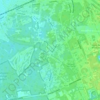 Mapa topográfico Bosch en Duin, altitude, relevo