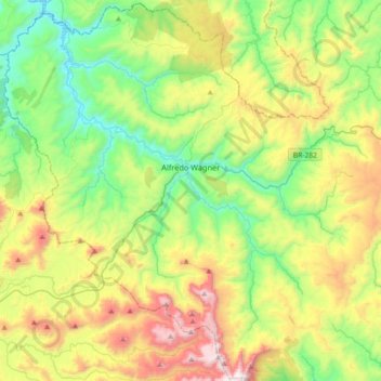 Mapa topográfico Alfredo Wagner, altitude, relevo