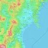 Mapa topográfico 宮城県, altitude, relevo