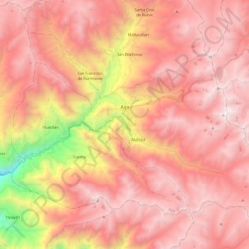 Mapa topográfico Aija, altitude, relevo