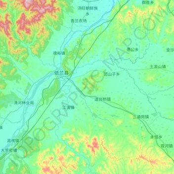 Mapa topográfico Yilan County, altitude, relevo