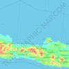 Mapa topográfico Zentral-Java, altitude, relevo