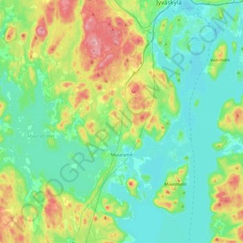 Mapa topográfico Muurame, altitude, relevo