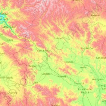 Mapa topográfico Melgar, altitude, relevo