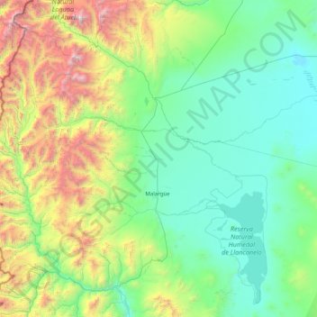 Mapa topográfico Distrito Ciudad de Malargüe, altitude, relevo