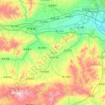 Mapa topográfico Huai'an County, altitude, relevo