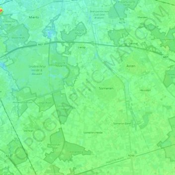 Mapa topográfico Someren, altitude, relevo