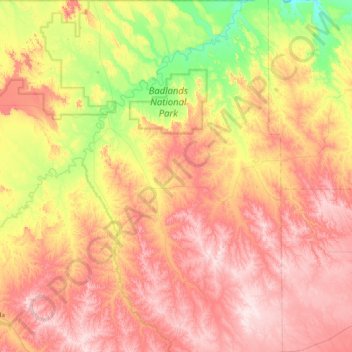 Mapa topográfico Porcupine District, altitude, relevo
