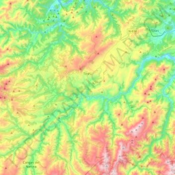 Mapa topográfico Tineo, altitude, relevo