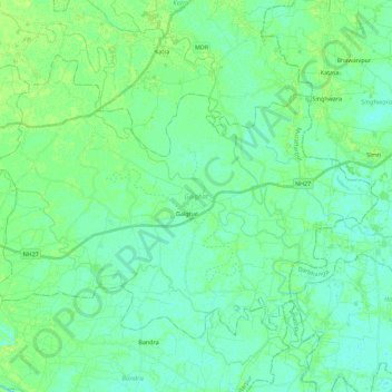 Mapa topográfico Gaighat, altitude, relevo