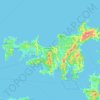 Mapa topográfico Waiheke Island, altitude, relevo