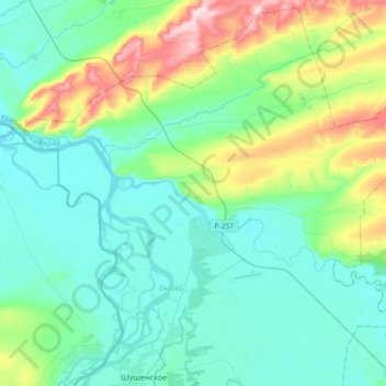 Mapa topográfico Казанцевский сельсовет, altitude, relevo