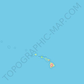 Mapa topográfico Condado de Honolulu, altitude, relevo