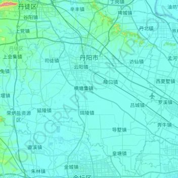 Mapa topográfico Danyang City, altitude, relevo