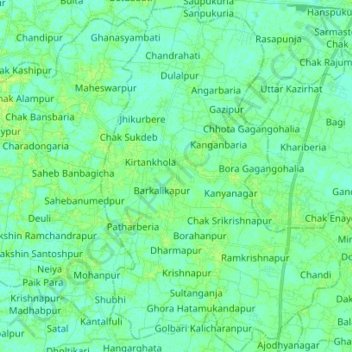 Mapa topográfico Bishnupur - II, altitude, relevo
