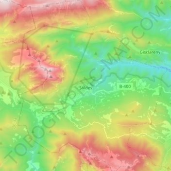 Mapa topográfico Saldes, altitude, relevo